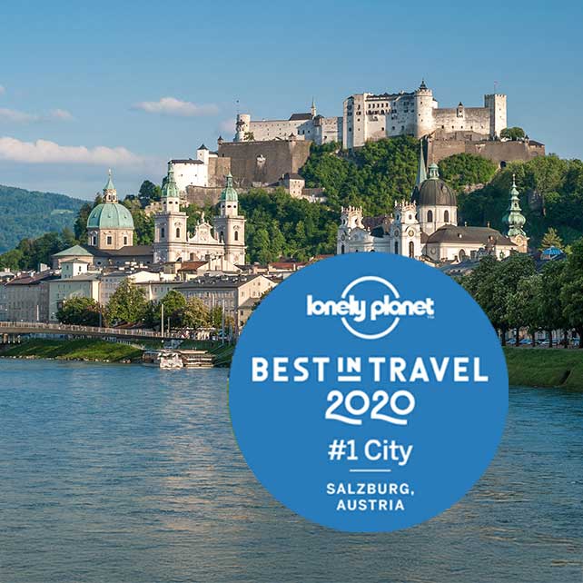 Salzburg No. 1 Lonely Planet award – view of Salzburg Old Town and Fortress