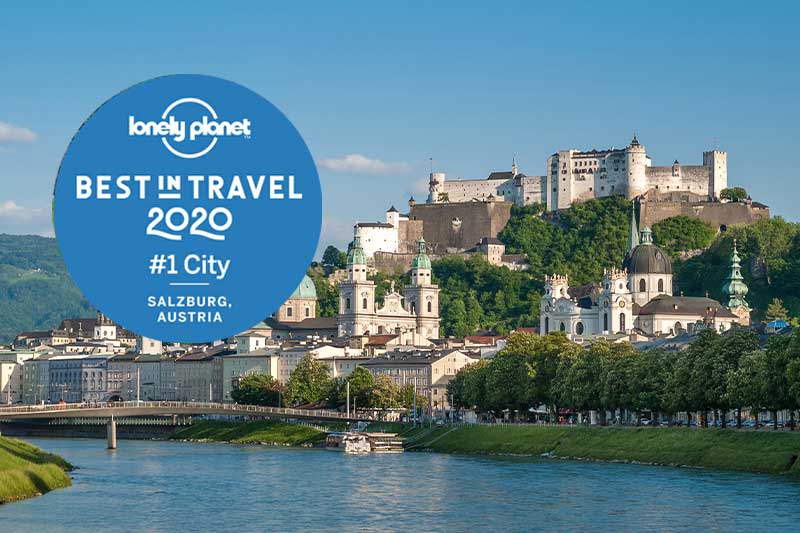 Salzburg No. 1 Lonely Planet – Old Town and Hohensalzburg Fortress seen from the Salzach River