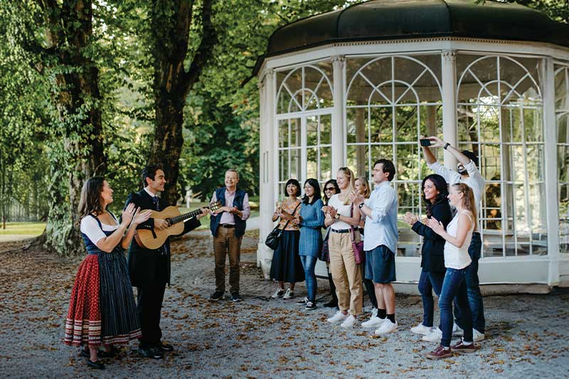 Live music performance at the Hellbrunn gazebo on the Sound of Music Salzburg Tour