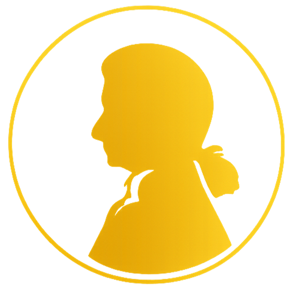 Golden silhouette of Mozart hairstyle, Mozart Signature Tours Salzburg