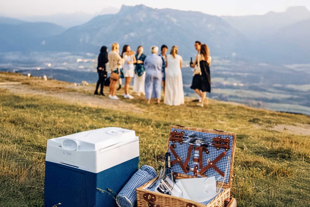 Picnic detail at the Gaisberg summit during the Salzburg Sunset Tour