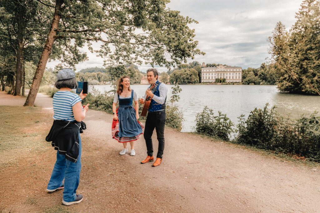 Schloss Leopoldskron in Salzburg, iconic lakeside filming location on the Sound of Music Tour Salzburg and Lake District