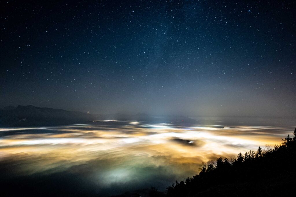 Stars over Fog and City at Night from Gaisberg – Salzburg Night Tour