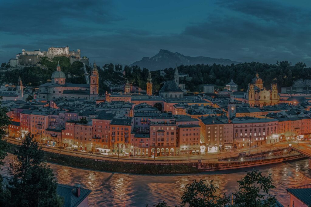 Salzburg Night Panorama from Kapuzinerberg – Salzburg Night Tour View