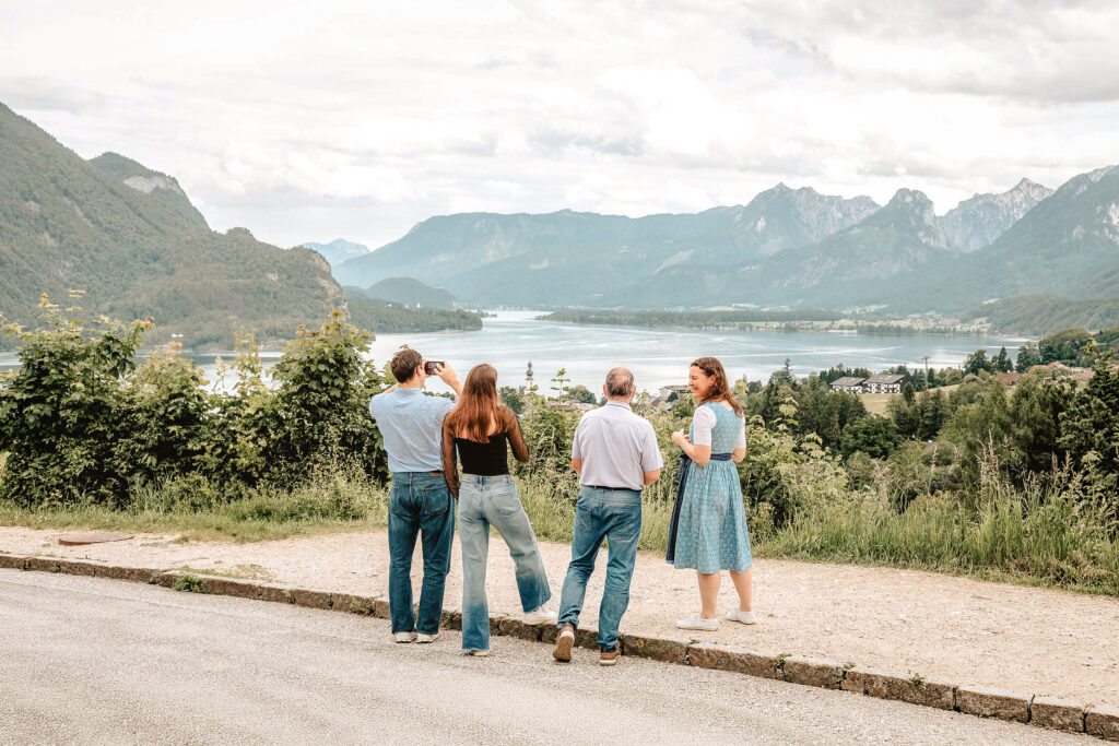 Viewpoint St. Gilgen overlooking Lake Wolfgangsee, a Sound of Music filming location featured in the Private Sound of Maria Tour City & Lakeside Escape and Ultimate Experience