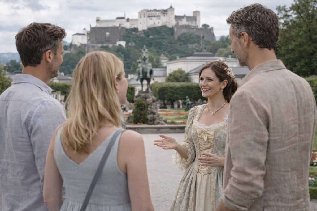 Private Mozart tour Salzburg – guided experience at Mirabell Gardens with fortress view