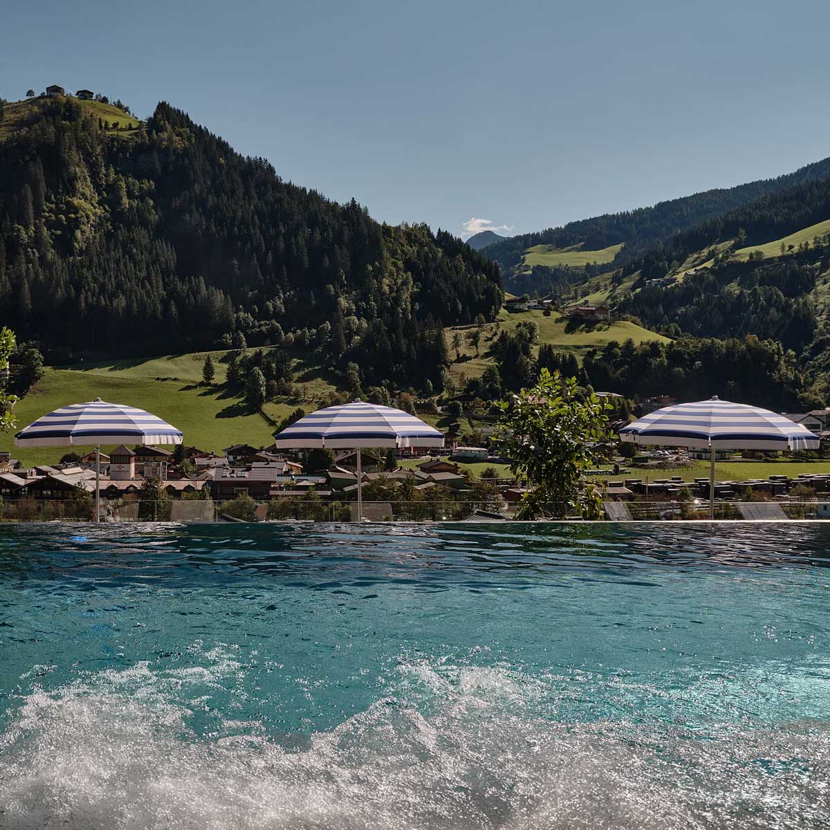 Infinity Pool Infinity pool with mountain views at DAS EDELWEISS Salzburg Mountain Resort