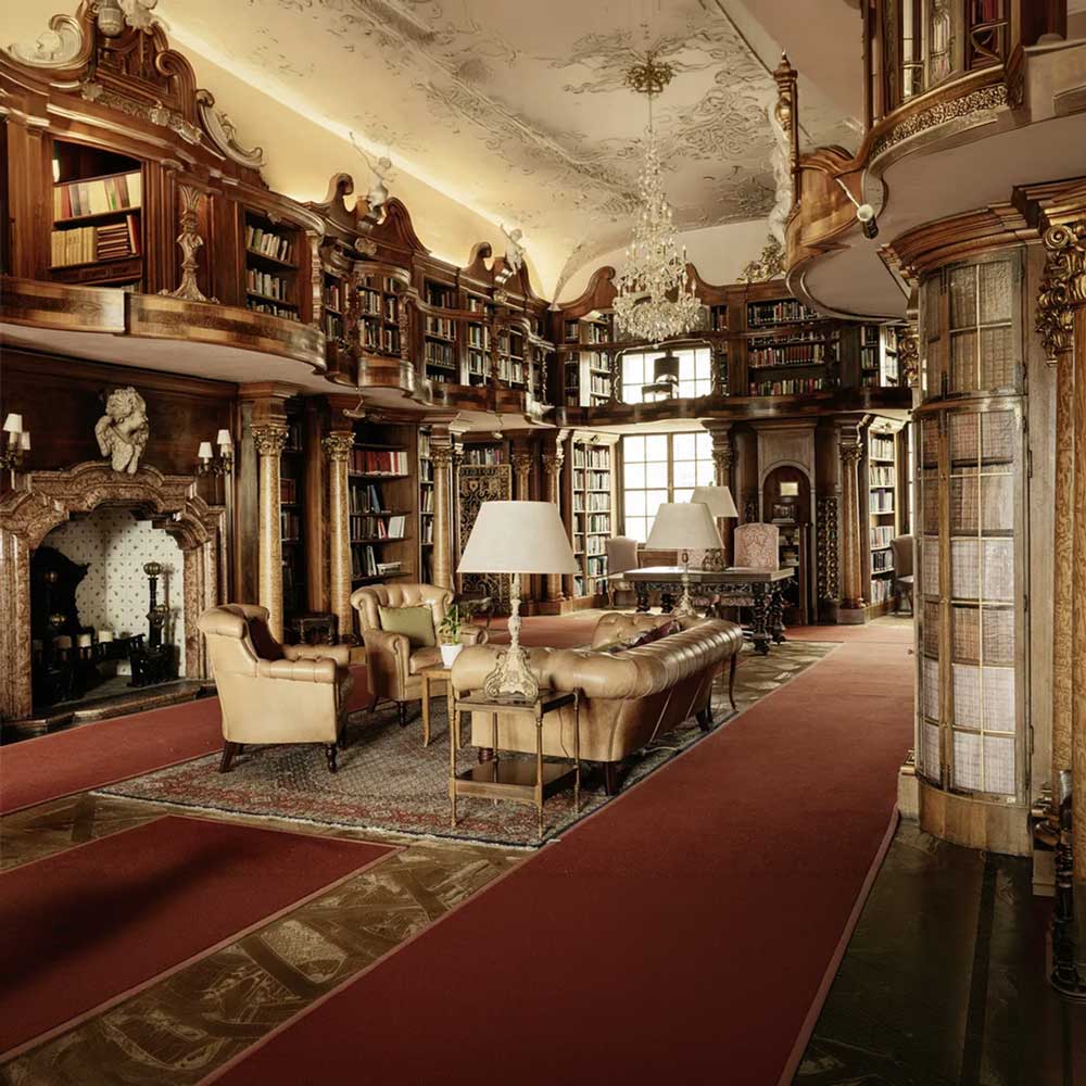 Historic Library at Schloss Leopoldskron Historic library at Schloss Leopoldskron, famous Sound of Music filming location in Salzburg