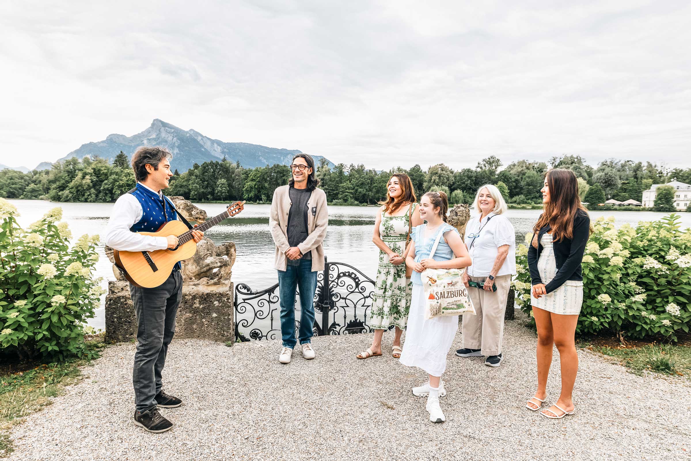 Guests enjoying a private Sound of Music experience at Schloss Leopoldskron, the iconic filming location in Salzburg.