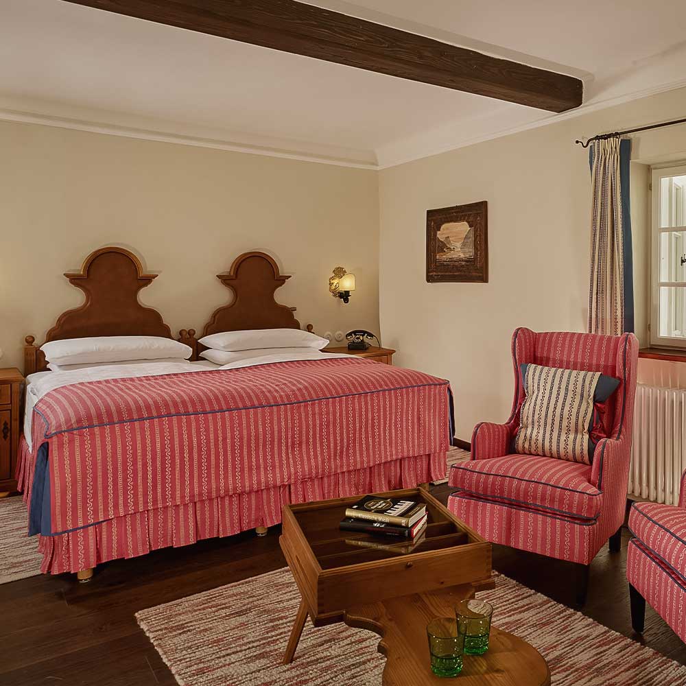 Guest Room at Hotel Goldener Hirsch Salzburg Guest room at Hotel Goldener Hirsch luxury hotel in Salzburg Old Town